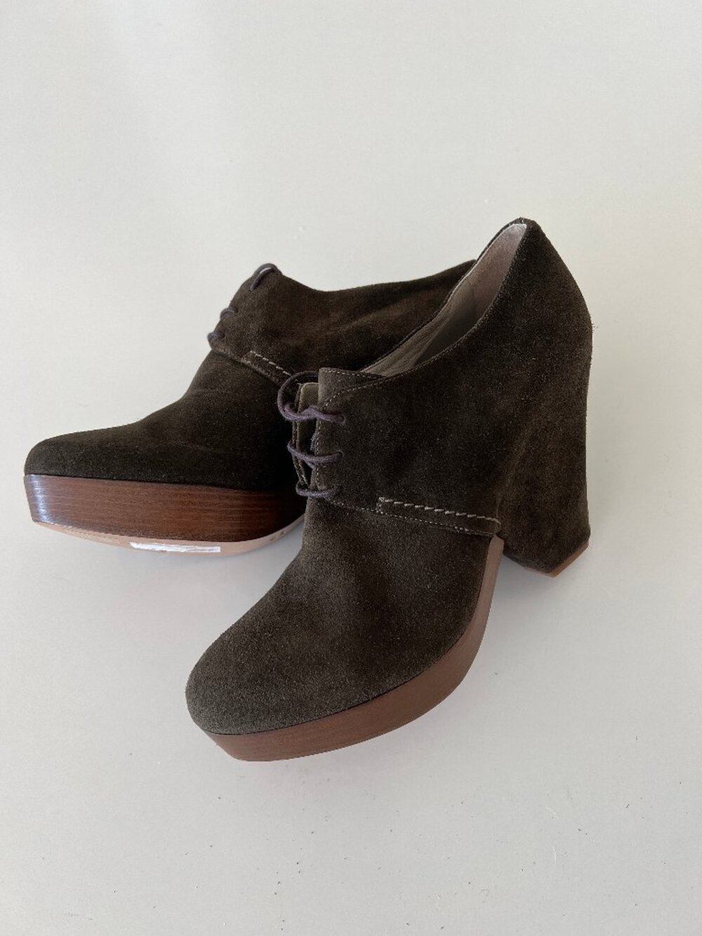 Roberto Del Carlo Brown Suede Platform Lace-Up Heels 39 Italy